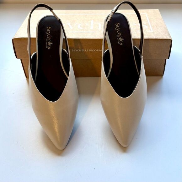 NWT Seychelles “good girl” leather sling back flat in ivory size 6 - Picture 7 of 11